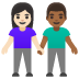 👩🏻‍🤝‍👨🏾 woman and man holding hands: light skin tone, medium-dark skin tone display on Google